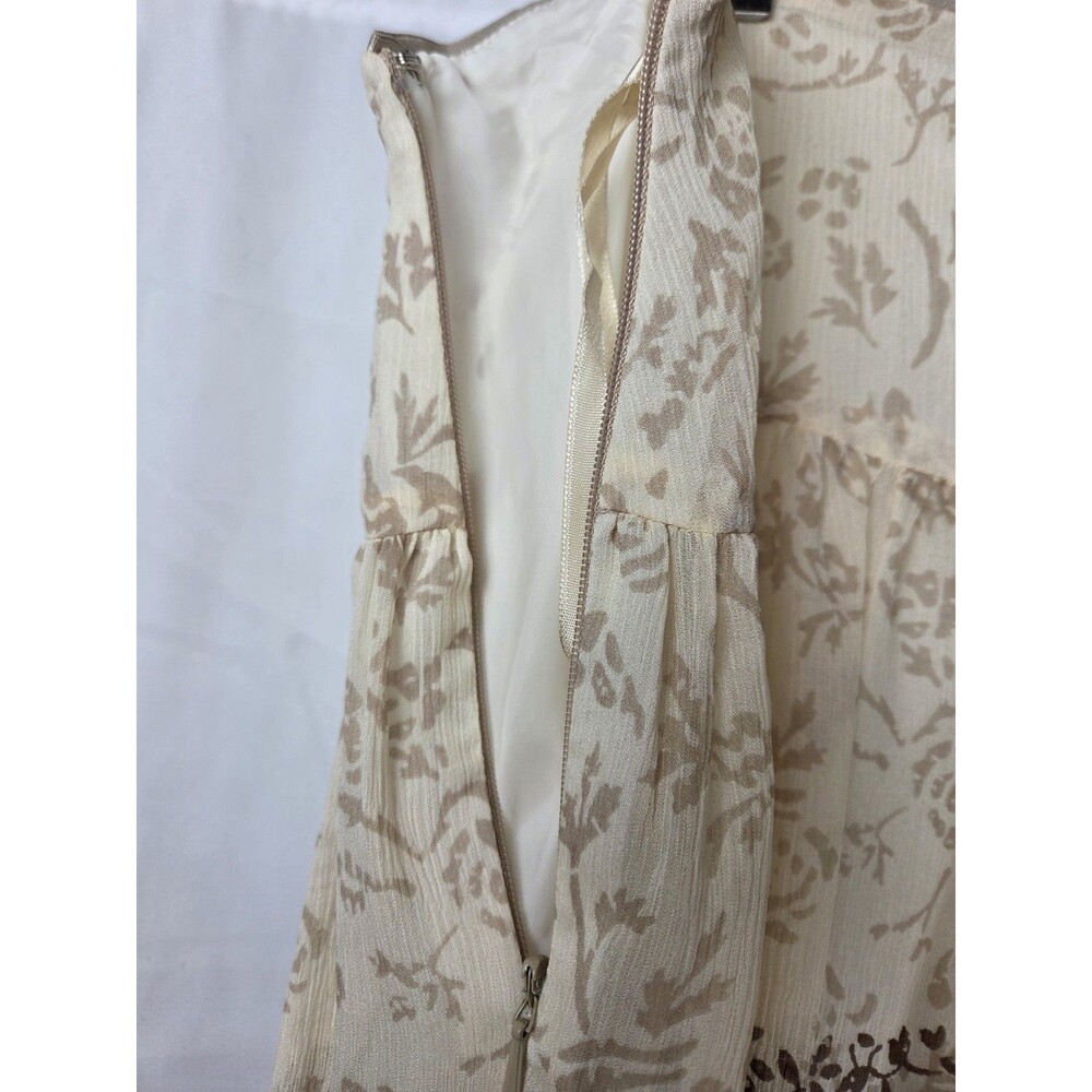 Jones New York Signature Silk Skirt Women Medium Cream Brown Boho Floral Midi - Picture 5 of 7